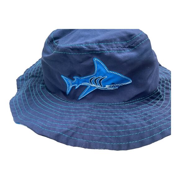 Infant Kid's Blue Reversible Shark Bucket Hat Sun Hat - Picture 1 of 6